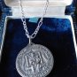 Antique Vintage 1800-s Silver 800 Religious Pendant on 18 Inch Modern 925 Chain.