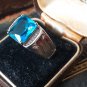 Antique Vintage 1960-s Sterling Silver Heavy Large Topaz Signet Ring Size 10
