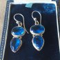 Antique Vintage Heavy - Large Edwardian Blue Topaz Sterling Silver  Earrings