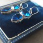 Antique Vintage Heavy - Large Edwardian Blue Topaz Sterling Silver  Earrings