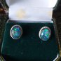 Vintage 1980-s Genuine Australian Opal 925 Sterling Silver Stud Earrings.