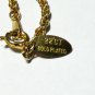 VINTAGE 22 ct Gold Plated Rope Chain Grey/Cream Painted Edelweiss Floral PENDANT
