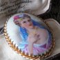 Vintage Genuine LIMOGES Hand Carved and Hand Painted Portrait Brooch - Very Old.