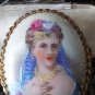 Vintage Genuine LIMOGES Hand Carved and Hand Painted Portrait Brooch - Very Old.