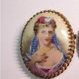 Vintage Genuine LIMOGES Hand Carved and Hand Painted Portrait Brooch - Very Old.