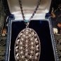 Antique Vintage Victorian Pearl Pewter Pendant & 18 inch Chain Very Heavy 32.71g