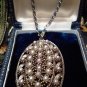 Antique Vintage Victorian Pearl Pewter Pendant & 18 inch Chain Very Heavy 32.71g