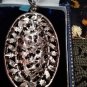 Antique Vintage Victorian Pearl Pewter Pendant & 18 inch Chain Very Heavy 32.71g