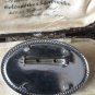VINTAGE Signed Oval Silvertone Framed Hand Painted Beach Scene Cove BROOCH