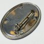 VINTAGE Signed Oval Silvertone Framed Hand Painted Beach Scene Cove BROOCH