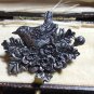 VINTAGE Pewter Signed MAS J 91 Silvertone Bird On a Floral Next BROOCH