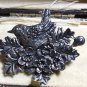 VINTAGE Pewter Signed MAS J 91 Silvertone Bird On a Floral Next BROOCH