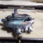 VINTAGE Pewter Signed MAS J 91 Silvertone Bird On a Floral Next BROOCH