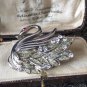 VINTAGE 1990-s Large Silver/Gold Glitter Crystal & Red Crystal Swan Brooch.