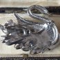 VINTAGE 1990-s Large Silver/Gold Glitter Crystal & Red Crystal Swan Brooch.