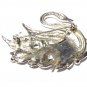 VINTAGE 1990-s Large Silver/Gold Glitter Crystal & Red Crystal Swan Brooch.