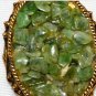 Antique Vintage Gold Chain & Oval Ornate Framed Polished Jade Chip PENDANT