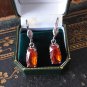 Antique Vintage Victorian Very Rare Earrings with Orange Spinnel Stone 4.23 g