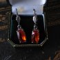 Antique Vintage Victorian Very Rare Earrings with Orange Spinnel Stone 4.23 g