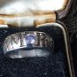 Vintage 1980-s 925 Silver and Gold Amethyst AMORE Band  Ring Size UK N, US 6.75
