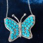 Vintage 1960-s Sterling Silver Natural Turquoise Butterfly on Chain - 6.18 grams