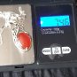 Antique Vintage 1920-s 925 FS Silver Carnelian Pendant on 16 inch Chain.