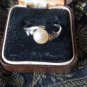 Vintage 1990-s Pearl and CZ Sterling Silver Ring Size UK N , US 6.75