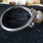 Vintage 1990-s Pearl and CZ Sterling Silver Ring Size UK N , US 6.75