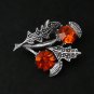 Vintage 1950-s Genuine SCOTTISH Thistle Signed Miracle Beautiful Orange Brooch.