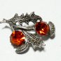 Vintage 1950-s Genuine SCOTTISH Thistle Signed Miracle Beautiful Orange Brooch.
