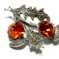 Vintage 1950-s Genuine SCOTTISH Thistle Signed Miracle Beautiful Orange Brooch.
