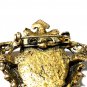 VINTAGE Nice 1980's Goldtone Ornate Framed Clear Faux Glass Cabochon BROOCH.