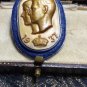 VINTAGE British Made 1937 Blue & Gold George VI & Elizabeth Coronation BROOCH