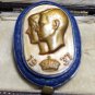 VINTAGE British Made 1937 Blue & Gold George VI & Elizabeth Coronation BROOCH