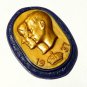 VINTAGE British Made 1937 Blue & Gold George VI & Elizabeth Coronation BROOCH