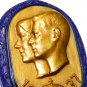 VINTAGE British Made 1937 Blue & Gold George VI & Elizabeth Coronation BROOCH