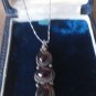 Antique Vintage Edwardian 925 Silver & Red Garnet Pendant & 16 inch Chain