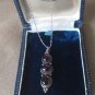 Antique Vintage Edwardian 925 Silver & Red Garnet Pendant & 16 inch Chain