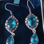 Vintage 1930-s Large Gypsy Aquamarine Sterling Silver Earrings-Hallmarked 9.70 g