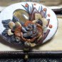 Vintage 1960-s Large Oval Hand-Made Resin Layered Amber/White/Grey Floral BROOCH