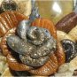 Vintage 1960-s Large Oval Hand-Made Resin Layered Amber/White/Grey Floral BROOCH