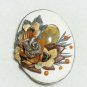 Vintage 1960-s Large Oval Hand-Made Resin Layered Amber/White/Grey Floral BROOCH