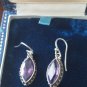 Antique Vintage Late Edwardian Sterling Silver  Amethyst Drop Earrings.