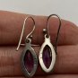 Antique Vintage Late Edwardian Sterling Silver Amethyst Drop Earrings.
