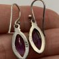 Antique Vintage Late Edwardian Sterling Silver Amethyst Drop Earrings.