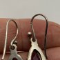 Antique Vintage Late Edwardian Sterling Silver Amethyst Drop Earrings.
