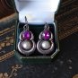 Antique Vintage Edwardian Silver Earrings with Morganite and Pearl Heavy 8.45 g
