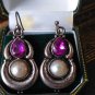 Antique Vintage Edwardian Silver Earrings with Morganite and Pearl Heavy 8.45 g