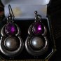 Antique Vintage Edwardian Silver Earrings with Morganite and Pearl Heavy 8.45 g