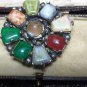 Vintage Scottish-Celtic Chunky Pewter Multicolor Stones Beautiful Brooch.